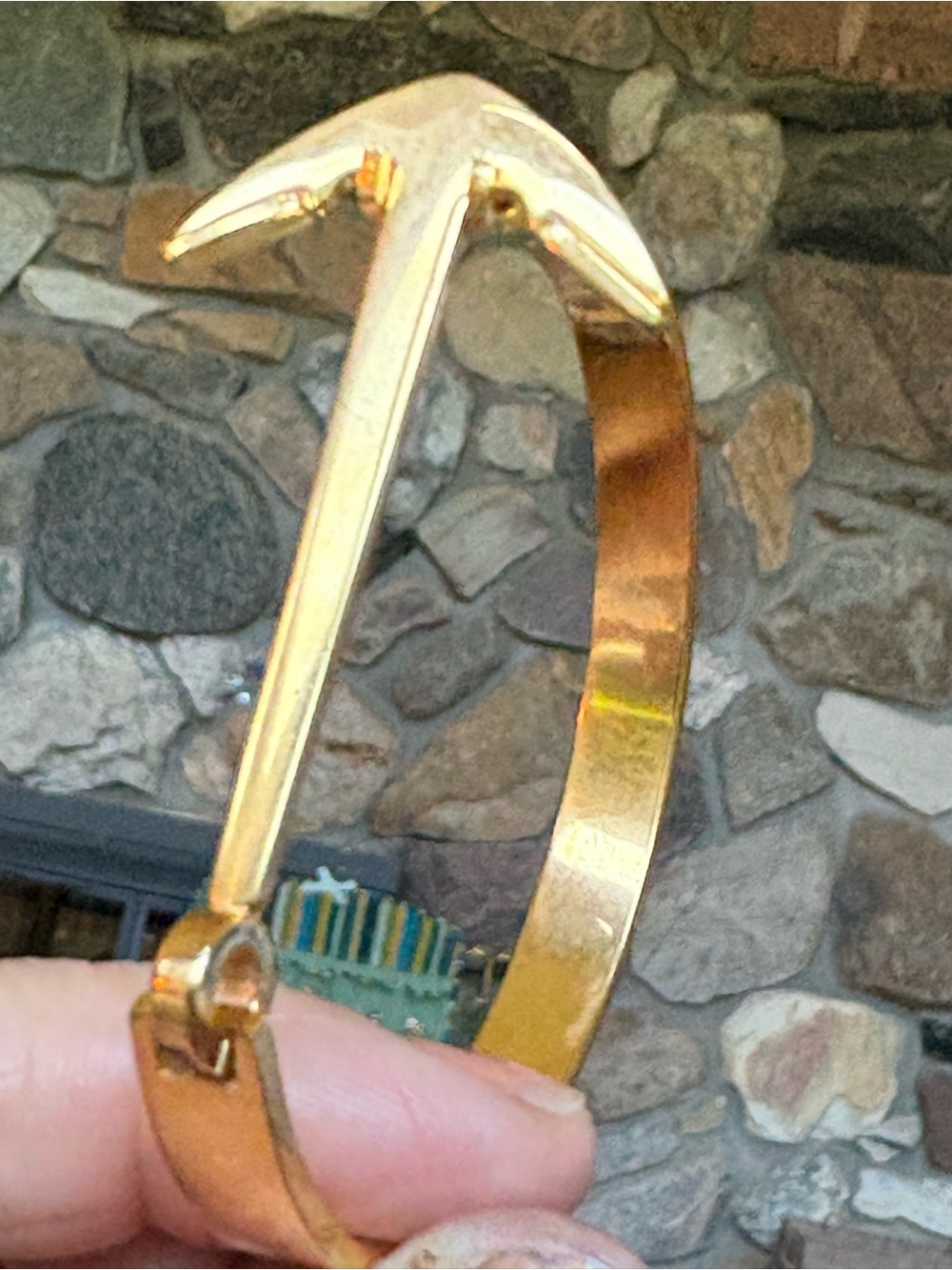 Gold ANCHOR ⚓️ Cuff Bracelet Nautical Brass 2 1/2” Wrist Opening WOW